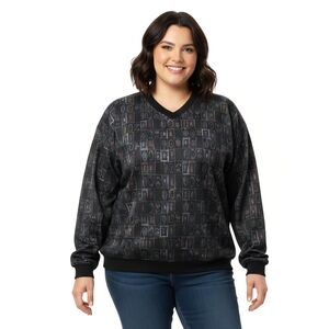 Forrester's Pennhills Club 1337 Pullover Windbreaker Jacket Size L Black Print